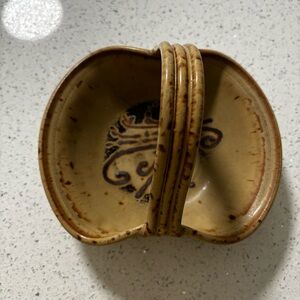 Handmade Pottery Basket Bowl Brown Tan Art Piece with Organic Patterns